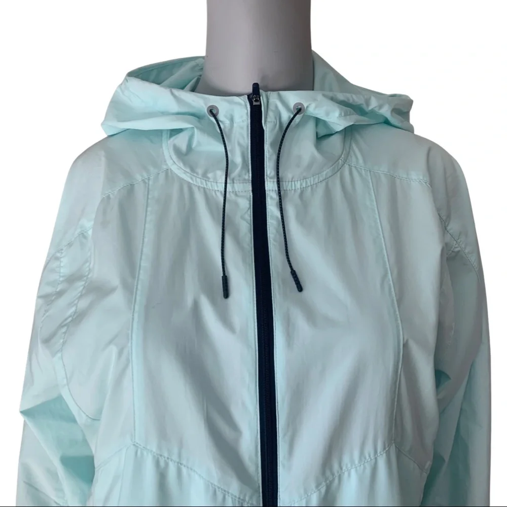 New Balance for J. CREW Windbreaker Hooded Jacket in Aqua Sky Lightweight Size S - Picture 7 of 16